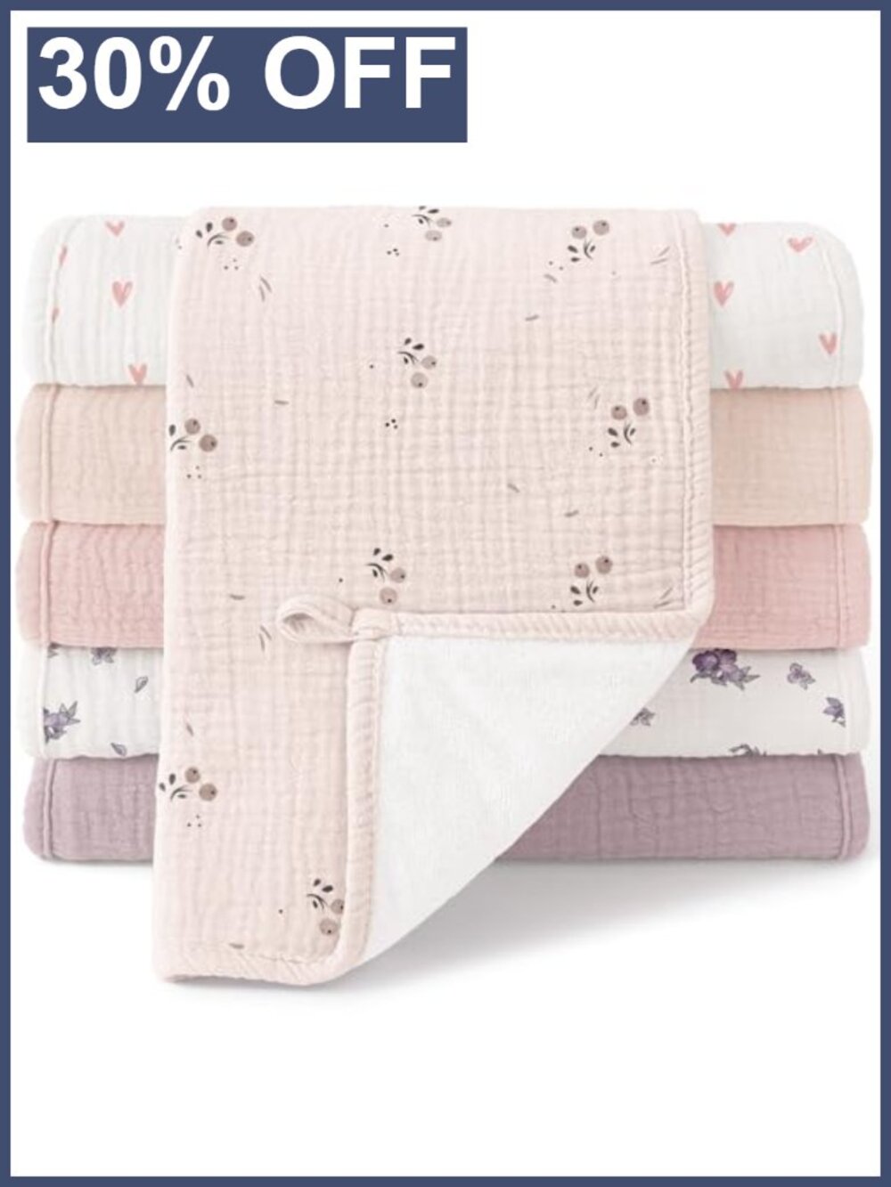 100% Cotton Extra Soft Muslin Burp Cloths for Baby 6 Pack
